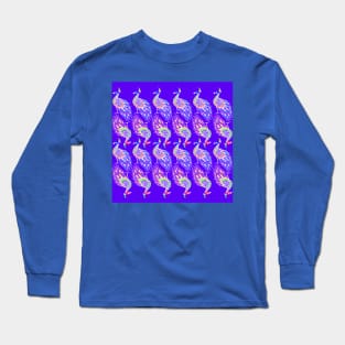 peacock led purple light rainbow ecopop pattern Long Sleeve T-Shirt
